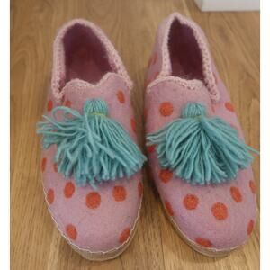 French Knot Handmade in Nepal Wool/Leather Slippers Women's Large NWOT